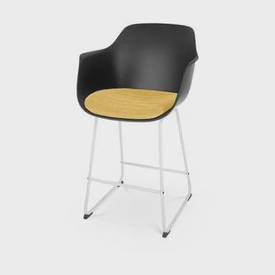 Nolon Nino-Liz Barkruk Zwart - Okergeel Kussen - Wit Frame - 65 cm