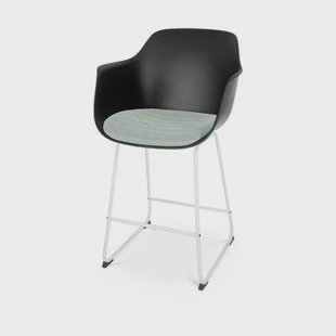 Nolon Nino-Liz Barkruk Zwart - Zacht Groen Kussen - Wit Frame - 65 cm