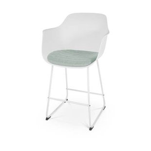 Nolon Nino-Liz Barkruk Wit - Zacht Groen Kussen - Wit Frame - 65 cm