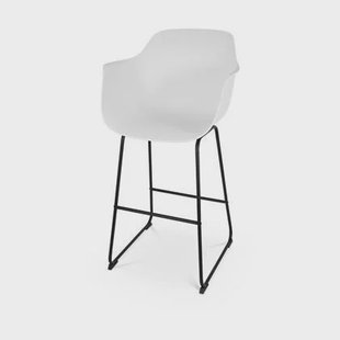 Nolon Nino-Puk Barkruk Wit - Armleunining - Zwart Onderstel - 75 cm