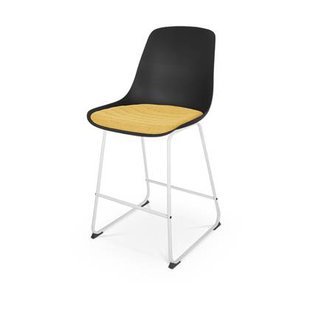 Nolon Nino-Liv Barkruk Zwart - Okergeel Kussen - Wit Frame - 65cm