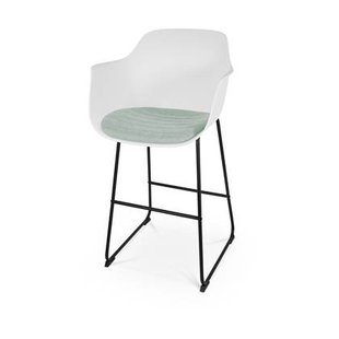 Nolon Nino-Liz Barkruk Wit - Zacht Groen Kussen - Zwart Frame - 75 cm