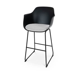 Nolon Nino-Liz Barkruk Zwart - Lichtgrijs Kussen - Zwart Frame - 75 cm