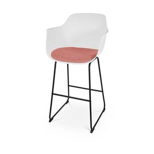 Nolon Nino-Liz Barkruk Wit - Terracotta Kussen - Zwart Frame - 75 cm