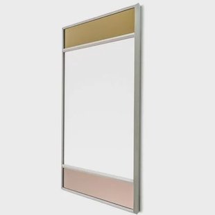 Vitrail spiegel vierkant lichtgrijs