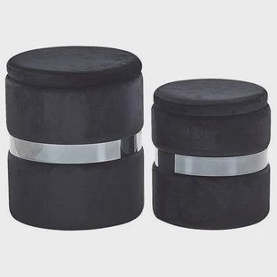 Beliani - DORIS - Poef - Zwart - Fluweel Beliani - DORIS - Poef - Zwart - Fluweel