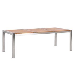 Beliani-GROSSETO -Tuintafel-Lichte houtkleur-100 x 220 cm-RVS