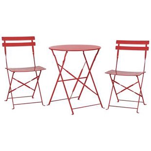 Beliani - FIORI - Bistroset voor 2 - Rood - Staal