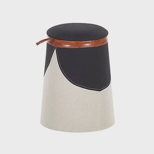 Beliani - APACHE - Poef - Beige - 33 cm - Kunstlinnen