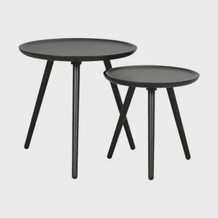 Rowico Home Daisy Set van 2 Houten Bijzettafels - Zwart