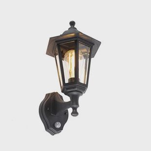 QAZQA Klassieke buiten wandlamp zwart met bewegingssensor - New Haven