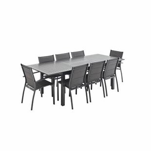 sweeek - Aluminium tuinset 8 plaatsen, uitschuifbaar