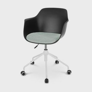 Nolon Nout-Liz Bureaustoel Zwart - Zacht Groen Kussen - Wit Onderstel