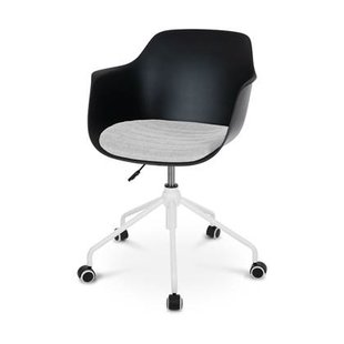 Nolon Nout-Liz Bureaustoel Zwart - Lichtgrijs Kussen - Wit Onderstel