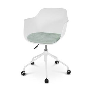 Nolon Nout-Liz Bureaustoel Wit - Zacht Groen Kussen - Wit Onderstel