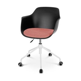 Nolon Nout-Liz Bureaustoel Zwart - Terracotta Kussen - Wit Onderstel