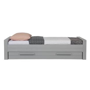 WOOOD Dennis Bed Incl. Lade|Lattenrol - Betongrijs - 53x219x95