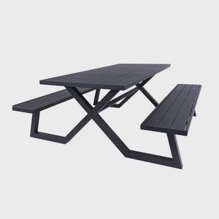 luxe aluminium picknicktafel Dex 200 cm zwart luxe aluminium picknicktafel Dex 200 cm zwart