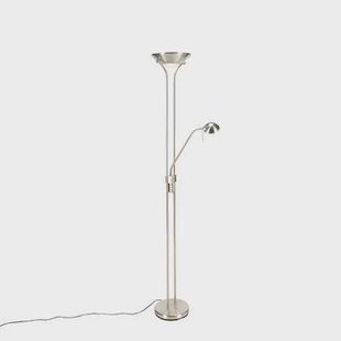 QAZQA Vloerlamp staal met leeslamp incl. LED dimbaar in Kelvin - Diva