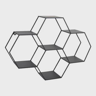 LOFT42 Hexagon Wandrek Zeshoekig - Zwart - 57x80x20 LOFT42 Hexagon Wandrek Zeshoekig - Zwart - 57x80x20
