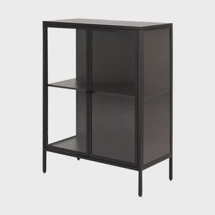 Lisomme Roy Metalen Vitrinekast met Glas - B 80 cm - Zwart Lisomme Roy Metalen Vitrinekast met Glas - B 80 cm - Zwart