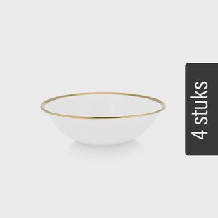 vtwonen Kommen - Set van 4 - Wit|Goud - Porselein - Ø 15cm