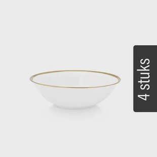 vtwonen Kommen - Set van 4 - Wit|Goud - Porselein - Ø 18cm