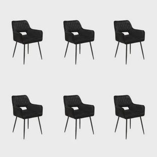 Bronx71 Velvet eetkamerstoel Mika zwart - Eetkamerstoelen set van 6