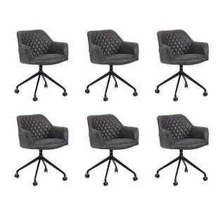 Bronx71 Eetkamerstoel met wieltjes Levi antraciet eco-leer -