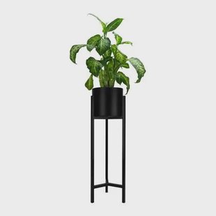 QUVIO Plantenstandaard inclusief pot - 22x22x75 cm - Zwart - M QUVIO Plantenstandaard inclusief pot - 22x22x75 cm - Zwart - M