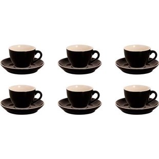 Palmer Cappuccinokop en schotel Colors 18 cl 14 cm Zwart 6 stuk(s)