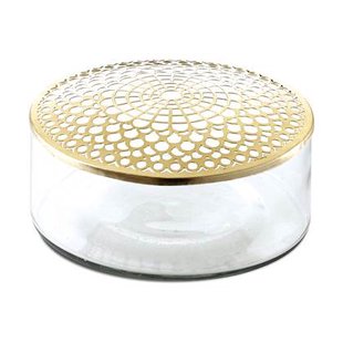 Villa Collection Elva glazen vaas met goud - 20,5 x 10 cm
