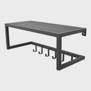 LOFT42 Woody Kapstok Zwart - Hoedenplank - Zwart Mangohout - Metaal