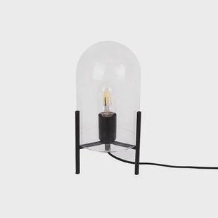 Leitmotiv - Tafellamp Glass Bell - Helder, Zwart frame - 30x16cm