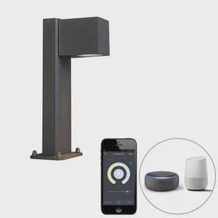 QAZQA Smart staande buitenlamp antraciet 30 cm IP44 incl. Wifi GU10 -