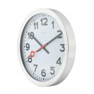 NeXtime - NeXtime - Wandklok - 35 cm - Geborsteld Alu - Wit -