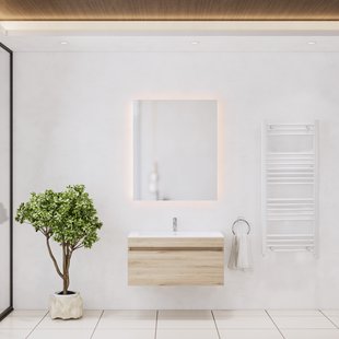 Badkamermeubelset Gliss Design Anelius 80cm Grey Oak (Keuze uit wastafel, kraangaten & spiegel)