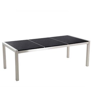 Beliani - GROSSETO - Tuintafel - Zwart - 100 x 220 cm - Graniet