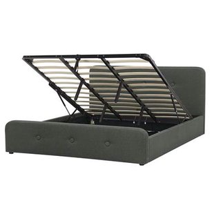 Beliani-RENNES -Bed met opbergruimte-Donkergrijs-180x200 cm-Polyester