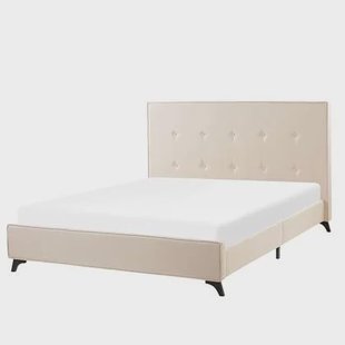 Beliani-AMBASSADOR -Tweepersoonsbed-Beige-140 x 200 cm-Polyester
