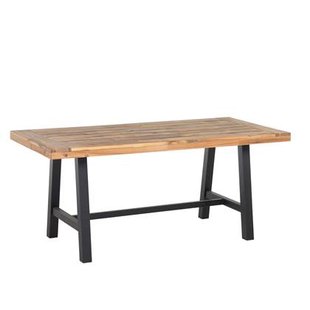 Beliani-SCANIA -Tuintafel-Lichthout|Zwart-80 x 170 cm-Acaciahout