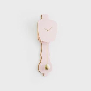 KLOQ Wandklok Perzik Pastel & Glimmend Goud - maat S