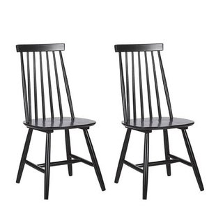 Beliani - BURBANK - Eetkamerstoel - Zwart - Rubberhout