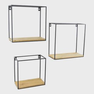 LOFT42 Wally Wandboxen met Mangohout Set van 3 - Metaal