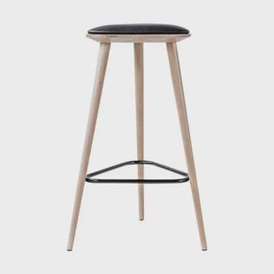 Fameg Finn houten barkruk whitewash met zitkussen - 63 cm