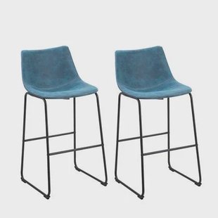 Beliani - FRANKS - Barkruk - Zeeblauw - Polyester