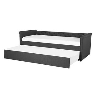 Beliani-LIBOURNE-Onderschuifbed-Donkergrijs-90 x 200 cm-Polyester