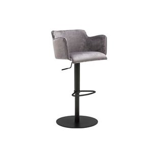 Goossens Barstoel Flamingo, Barstoel met arm - grijs Fluweel met