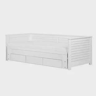 Beliani - CAHORS - Onderschuifbed - Wit - 90 x 200 cm - Rubberhout