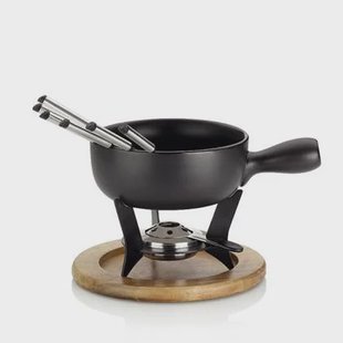 Kela - Fondueset Keramiek met hout, Zwart - Kela Kela - Fondueset Keramiek met hout, Zwart - Kela
